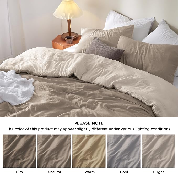 Bedsure Queen Comforter Set, Khaki Beige Soft Prewashed Bedding - Image 7