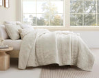 B2EVER Boho Light Beige Quilt California Cal King Size Bedding Set - Image 2