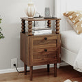 Veegle Nightstand with Charging Station, Modern Bedside Table with Storage by Unknown