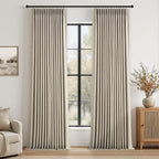 Pinch Pleated Full Blackout Linen Curtains 120 Inch by Topfinel