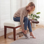 43.5" Upholstered Bedroom Bench, Linen Entryway Bench - Image 7