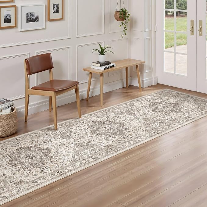 cotiled 2x8 Hallway Runner Rug for Entryway, Non-Slip Vintage, Light Brown | - Image 3