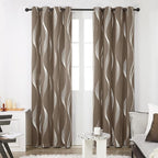 Deconovo Curtains for Living Room, Pattern Blackout Curtains 63 Inches Long | - Image 2