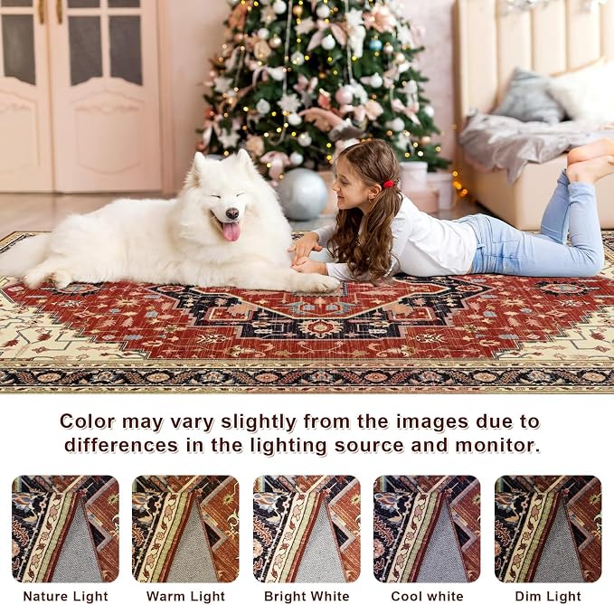 Macgace Washable Vintage Area Rug - Image 5