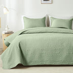 akkialla King Size Quilt Set, Sage Green Ultrasonic Bedspread, Lightweight Soft by akkialla
