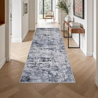 3x8 Washable Runner Rug：Modern Abstract Kitchen Soft Carpet Grey | - Image 4