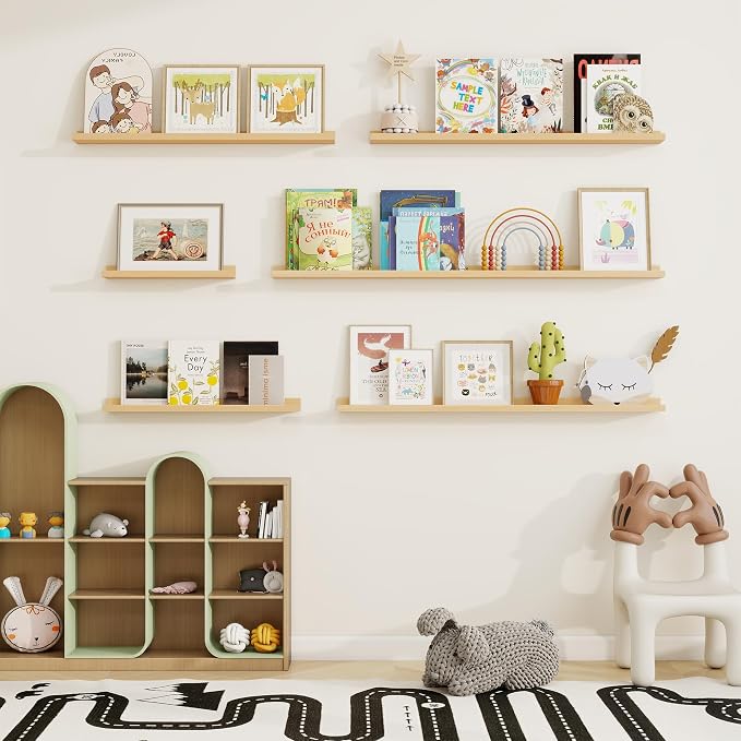 Picture Ledge Shelf, Solid Pine Wood Floating Shelves Set of 2, 48 Inches - Image 7