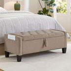Modern Storage Ottoman Bench, Linen Upholstered End of Bed Bench by YourBeautifulSpace