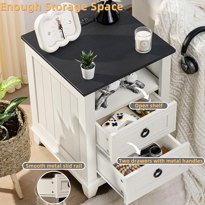 Joaxswe 18" Farmhouse Night Stand Set 2 - Image 5