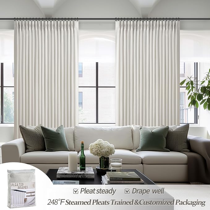 Natural Linen Extra Wide Blackout 70 x 96 Inch Curtains 2 Panels - Image 7