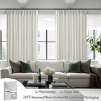 Natural Linen Extra Wide Blackout 70 x 96 Inch Curtains 2 Panels - Image 7