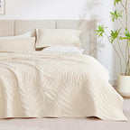 EXQ Home Queen Quilt Set Leaf Pattern Beige Bedspread | Bedding Set by EXQHomeTexitleCoLtd