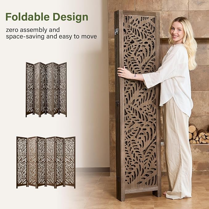Leaf-Carved Room Divider Privacy Screen - Image 3