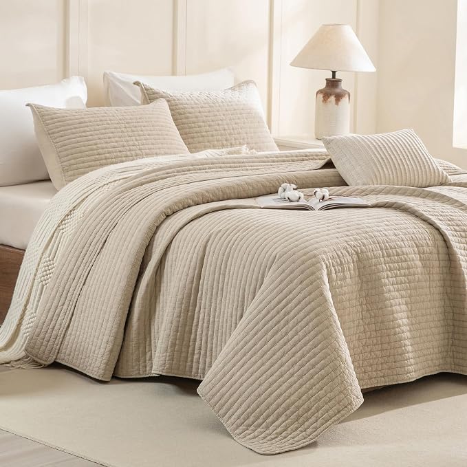CozyTide Oversized Queen Bedspread 102"x118", Wheat Stone-Washed Cotton by CozyTideComforterSet
