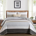 Dinjoy King Size Boho Stripe Quilt Set, Breathable All-Season, 3-Piece Set Fits by DINJOY