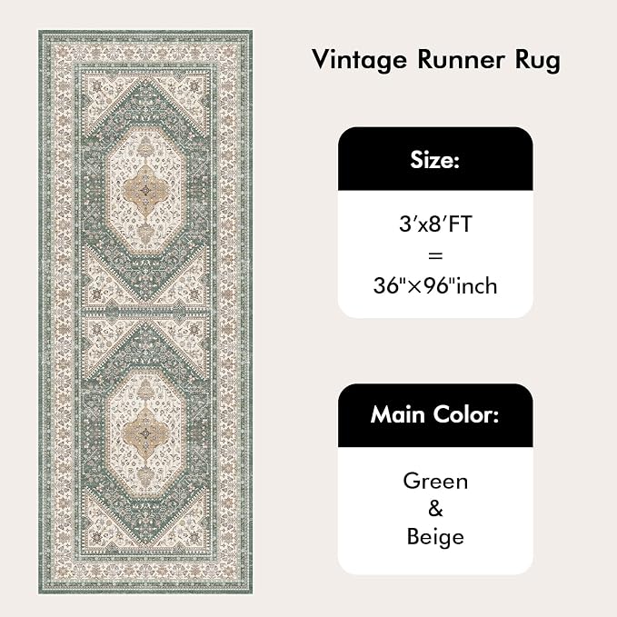 3x8 Washable Hallway Runner Rug - Image 9