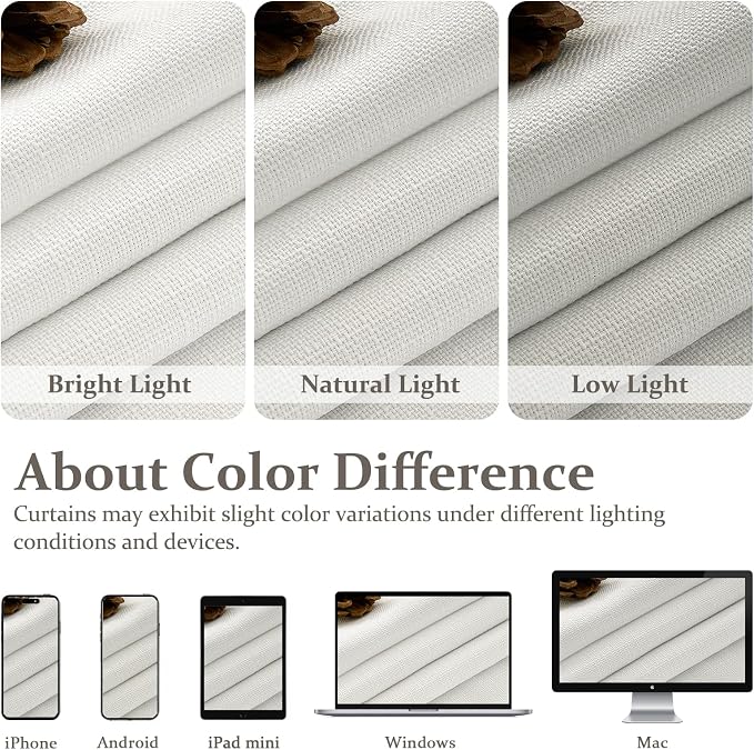 Natural Linen Blackout 104 Inch Extra Long Curtains - Image 10