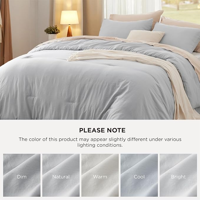 Bedsure King Comforter Set, Light Grey Soft Prewashed Bedding - Image 7