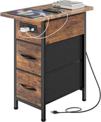 Huuger Narrow End Table with Charging Station, Side Table with 2 Drawers | Slim by Huuger