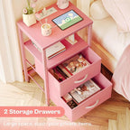 Huuger Nightstand with Charging Station, Side Table with Fabric Drawers | End - Image 5