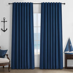 Navy Blue Blackout Curtains 90 Inch Length by QJMYDECO