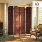 HOMCOM Room Divider 4-Panel, 6FT-Tall Folding Privacy Screen, Hand-Woven Design - Image 2