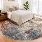 Abstract Round Area Rug 8 Ft Washable Circle Rugs Large Round Rug Non Slip Thin - Image 9