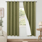 Olive Green Linen Blackout Curtains by Lajode