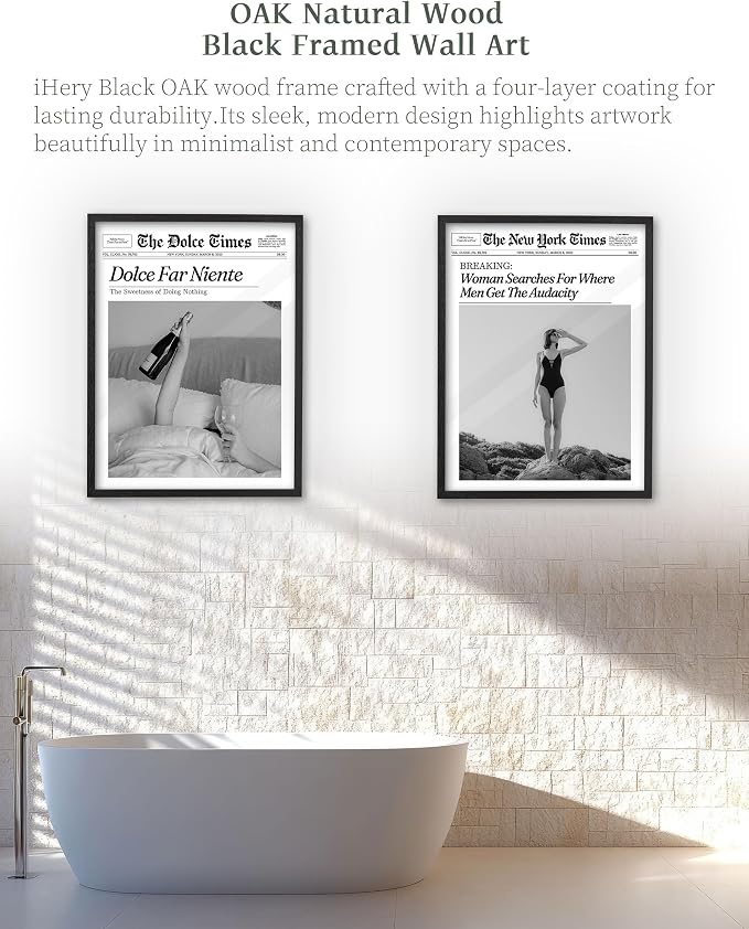 iHery Small 8x10in Dolce Far Niente Framed Newspaper Wall Art | Premium Black - Image 6