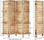 Room Divider with Shelves, 4 Panel Natural Privacy Screen | Partition Room - Image 2