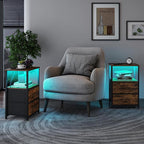 TUTOTAK LED End Table with Charging Station, Night Stand | Side Table with 2 - Image 2