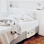 Mkono Macrame Bedside Caddy, Boho Bed Storage Organizer, 4 Pockets Ivory | Dorm - Image 3