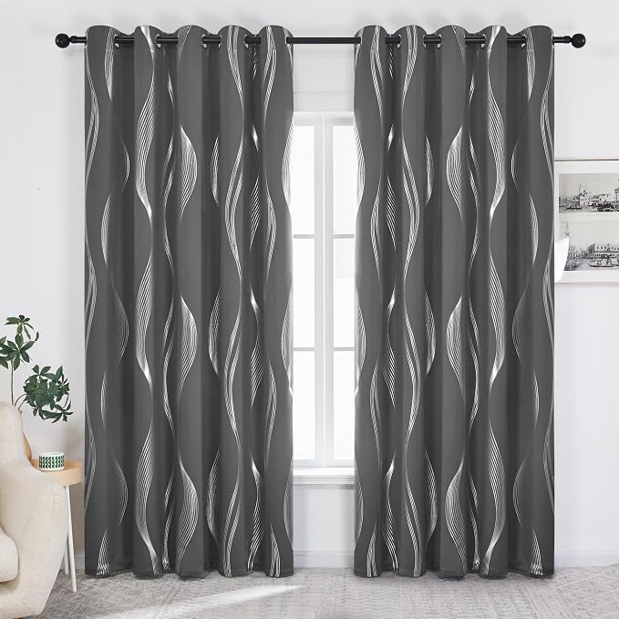 Deconovo Curtains for Living Room, Pattern Blackout Curtains 84 Inches Long | - Image 2