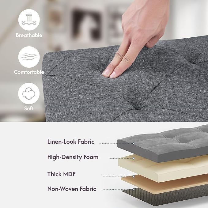 Folding Storage Ottoman Bench, Ottoman Foot Rest, End of Bed Bench, Storage - Image 5