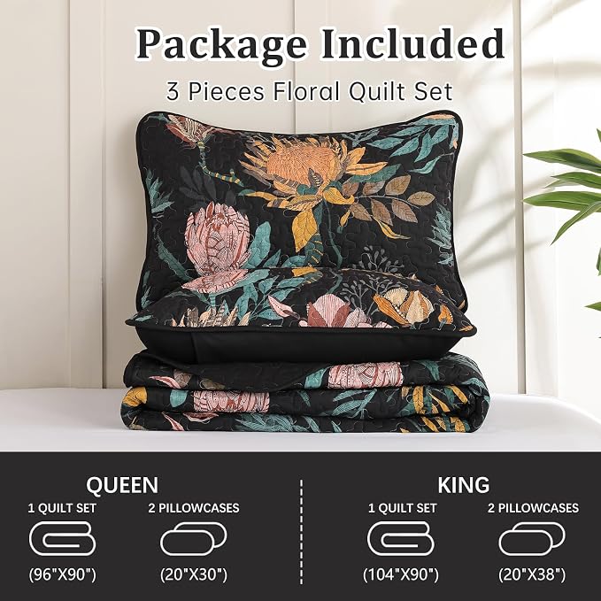 Dintszyayue Quilt King Size Black, Soft Microfiber Lightweight Farmhouse Bed - Image 7