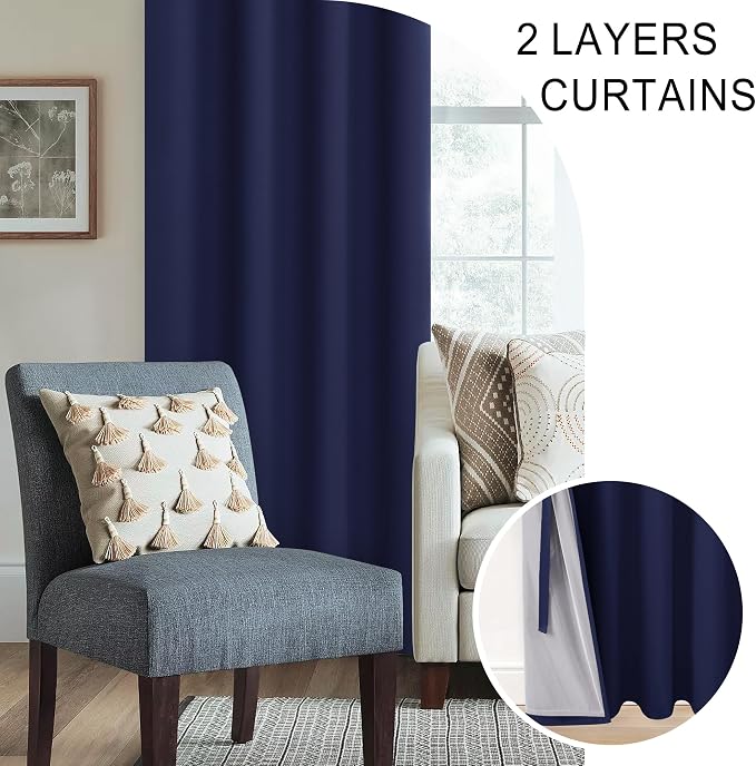 XWZO 100% Blackout Curtains 2 Panels - Image 5