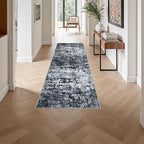 2x6 Washable Runner Rug：Modern Abstract Kitchen Carpet Black | - Image 4