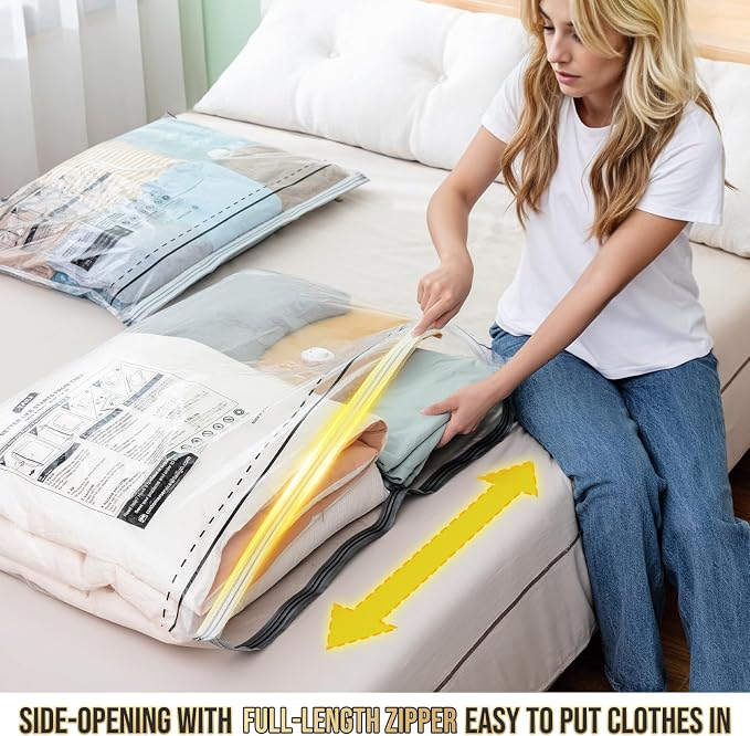 TAILI 10 Pack Vacuum Storage Bags, Jumbo LONG SIDE ZIP, Space Saver - Image 2