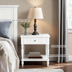 Solid Wood Nightstand with Charging Station, Traditional End Table with Drawers - Image 5