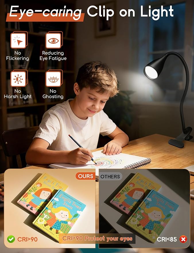 2 PCS Reading Light for Book in Bed, Clip on Light Reading Lamp - Image 4