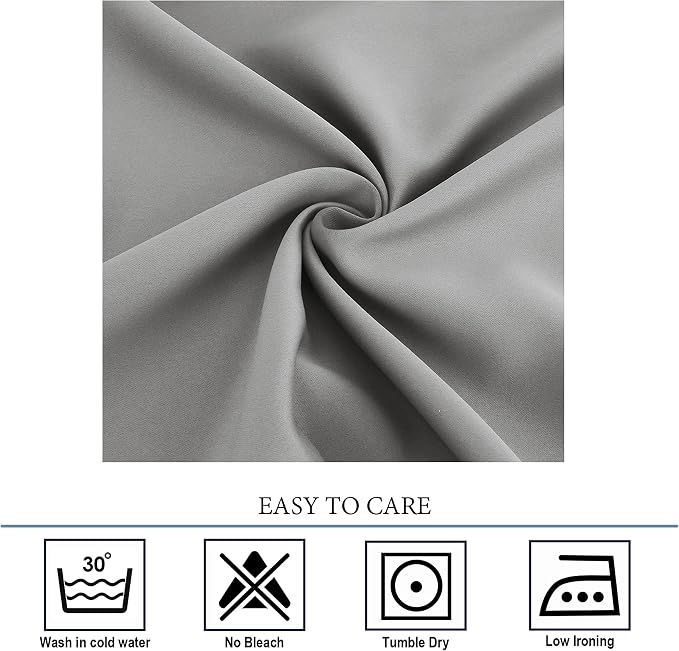 Diraysid Light Grey Grommet Blackout Curtains - Image 7
