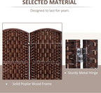HOMCOM Room Divider 4-Panel, 6FT-Tall Folding Privacy Screen, Hand-Woven Design - Image 4