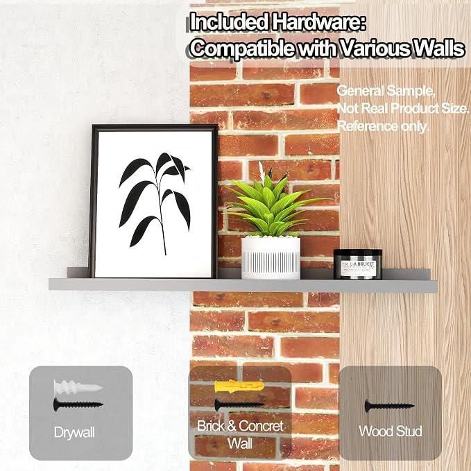 Grey Floating Shelves for Wall Decor, 24 in Shelf - Image 6