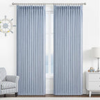 Light Blue Pinch Pleated Two Layer Thick Linen Curtains 90 Inches Long by PleatedDrapes