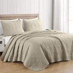 Chezmoi Collection Kingston King Size Bedspread Set, 3-Piece Khaki Oversized by ChezmoiCollection