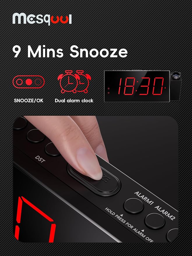 Mesqool Digital Projection Alarm Clock - Image 8