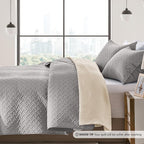 FLYMME King Size Quilt Bedding Set Light Grey Lightweight Bedspreads Set - Image 4