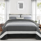 Dinjoy Full Boho Striped Quilt Set, Balck White Lightweight Bedspread | Soft by DINJOY