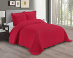 Linen Plus Embossed Coverlet Bedspread Set Oversized Solid Red Full/Queen Bed by Linen+Plus