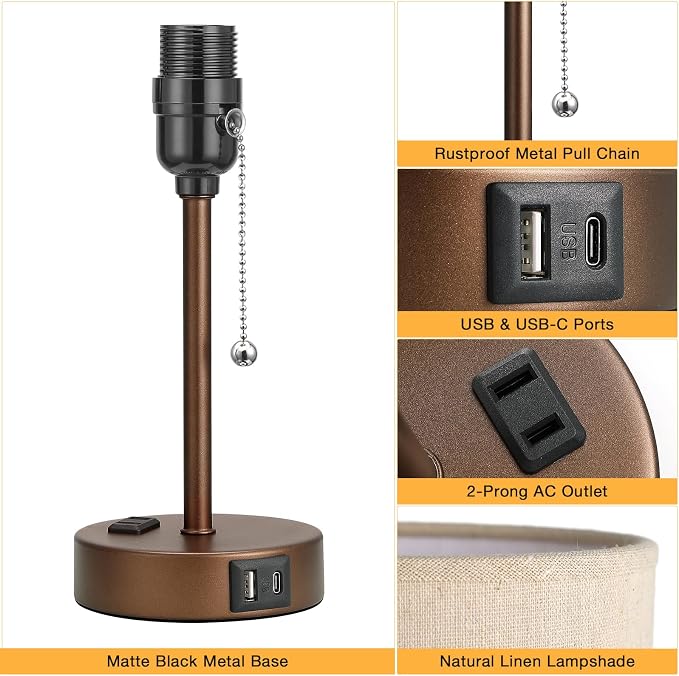 Small Bedside Table Lamp for Bedroom, Desk Lamp - Image 6